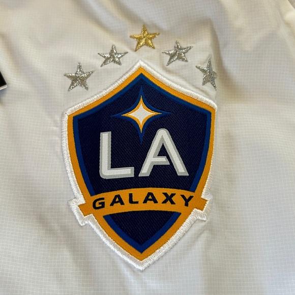 Galaxy By Harvic White and Gold LA Soccer Windbreaker Jacket - Picture 3 of 8